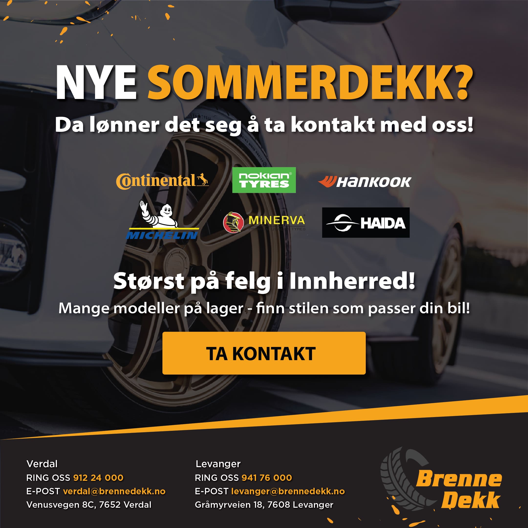 sommerdekk Verdal og Levanger.